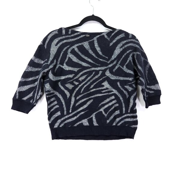 St John Sport Wool Blend Sweater Top Size Small Zebra Animal Print - Picture 2 of 11